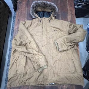Columbia Tan Winter Jacket with Black & Silver  Lining